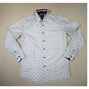 Silver Stone Collection Men Large Abstract Print Y2K Button Front Shirt Preppy